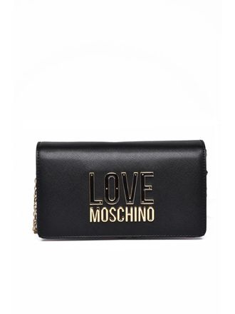 Love Moschino Black Polyurethane Saffiano Shoulder Bag