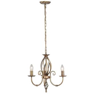 Netlighting Artisan Chandelier 3 Light Aged Brass Finish E14 in Yellow