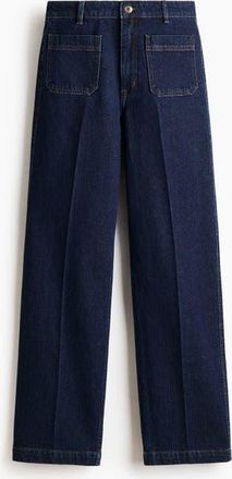 H&M Wide High Jeans in Navy Denim Blue at Nordstrom, Size 16