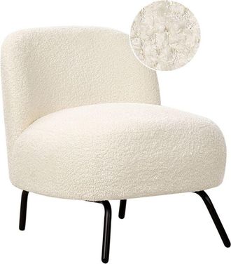 Beliani Beliani - Sill&oacute;n De Boucl&eacute; Sin Reposabrazos De Estilo Retro Para Sala De Estar Blanco Crema Kumla
