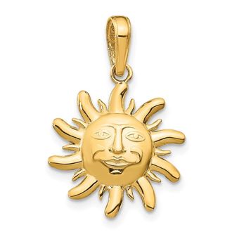 Diamond2Deal 14k Yellow Gold Polished Small Sun Charm Pendant
