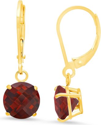 MAX + STONE Solid 10K Yellow or White Gold 8mm Gemstone Dangle Earrings