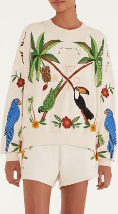 Farm Rio Coconut Trees Come to Rio Sweatshirt in Off-White at Nordstrom, Size Xx-Small