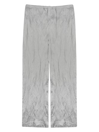 Alysi Grey Crinkled Textured Sheen Wide-Leg Pants