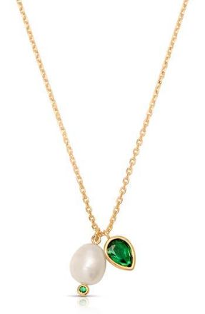 Ettika Radiant Freshwater Pearl Pendant Necklace in Green at Nordstrom Rack