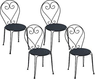 Vente-Unique Conjunto de 4 sillas para jard&iacute;n de metal - Gris antracita - GUERMANTES