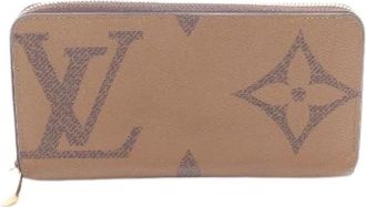 Louis Vuitton Pre-owned Zippy Wallet Monogram Giant Reverse Lange Portemonnee - Dames - Vintage Accessoires - Bruin - ONE Size - Leer - Vintage