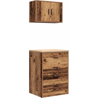 vidaXL Armarios 2 Uds Para Garaje Madera Ingenier&iacute;a Antigua Madera Vidaxl