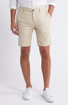 Scott Barber Flat Front Stretch Linen & Cotton Shorts in Khaki at Nordstrom Rack, Size 36