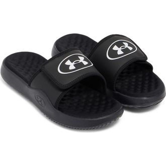 Under Armour UA Ignite Pro 8 Water Resistant Slide Sandal in Black White at Nordstrom, Size 12