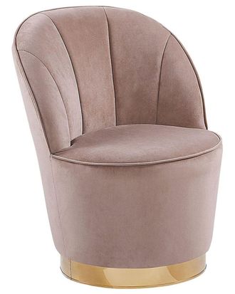 Beliani Sill&oacute;n Terciopelo Beige claro