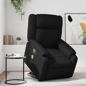 vidaXL Sill&oacute;n Reclinable De Masaje De Pie Cuero Artificial Negro Vidaxl
