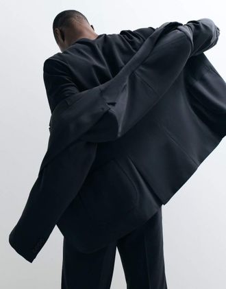 Asos FlexMax - Giacca da abito slim fit nera-Nero