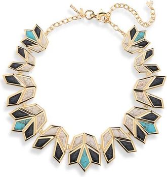 Lele Sadoughi Stone Lotus Necklace in Onyx Turquoise at Nordstrom