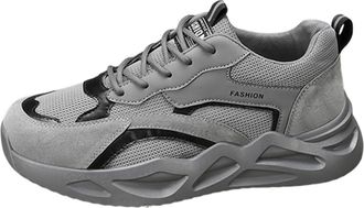 Generic Safety Shoes for Men Fashion High Top Sports Shoes Breathable Leather and Mesh Trainers with Thick Sole, Softcushion Lightweight Sneakers Casual Work 