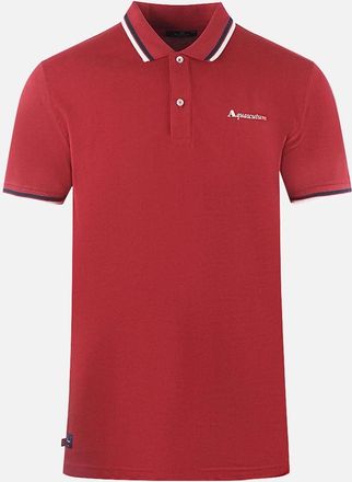 Aquascutum Mens Aquascutum Twin Tipped Collar Brand Logo Bordeaux Red Polo Shirt - Size: 40