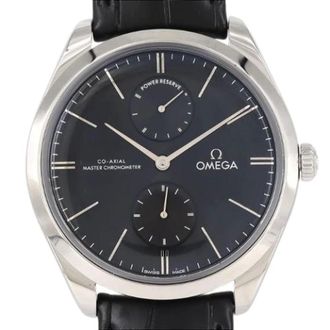 Omega Pre-owned De Ville Tr&eacute;sor Stainless Steel Watch - Heren - Pre-owned - Zwart - Maat: ONE Size Leer