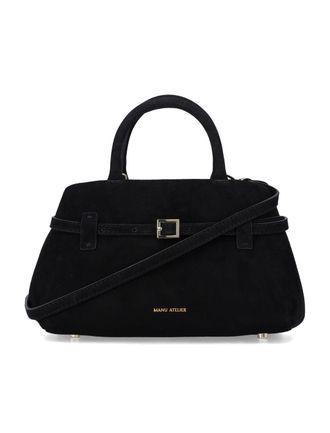 Manu Atelier Timeless Suede Handbag With Adjustable Shoulder Strap