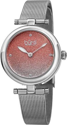 Bürgi Silver Pink Dial Stainless Steel Mesh Ladies Watch BUR231SSPK