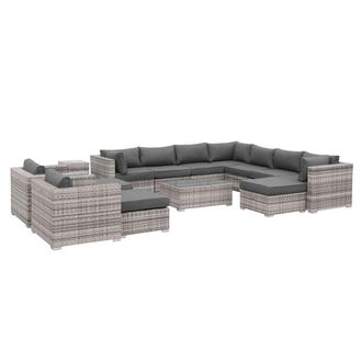 Sweeek Muebles de jardin rattan sintetico varios grises 12-14 plazas