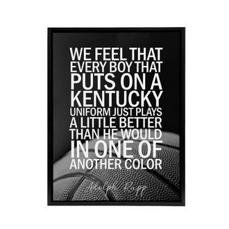 Artery8 Basketball Coach Adolph Rupp Sport Quote Framed Canvas Wall Art Print in Grey | Size: W24 x H32
