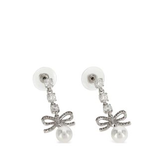 Self Portrait Bow Crystal-charm Earrings