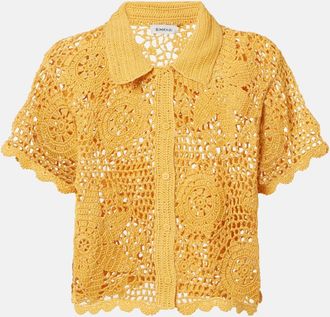 SIMKHAI Macks floral crochet cotton shirt