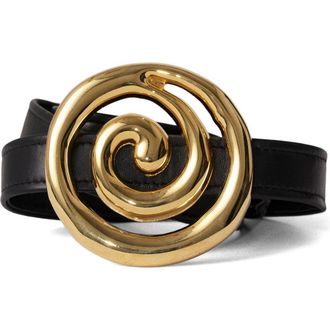 D&eacute;hanche Koru Leather Belt in Black/gold at Nordstrom