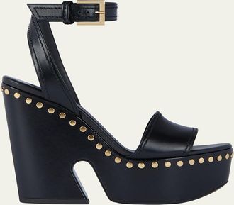 Givenchy 95mm Platform Leather Clog Sandals