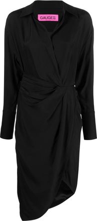 Gauge81 gathered-front shirt dress - women - Silk - S - Black