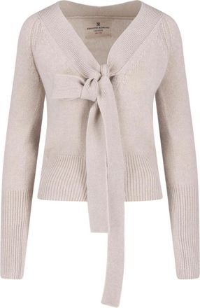 Ermanno Scervino Beige Front-Tie V-Neck Cashmere Cardigan