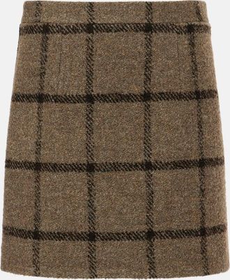 Patou Checked wool-blend tweed miniskirt