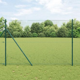 Berkfield Home Fence Post Set Set of 2 Green Powder-Coated Steel 25 x 1.5 m