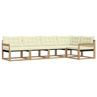 vidaXL Conjunto De Sof&aacute;s De Exterior Con Coj&iacute;n 5 Pcs Blanco Y Crema Vidaxl