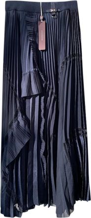 CLAIRE CAMPBELL Navy Pleated Midi Skirt Size XS