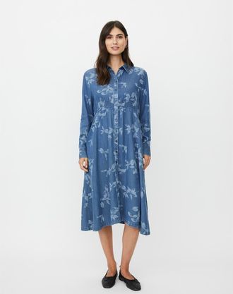 Masai MaNokolo Floral Print Midi Dress in Blue Denim at Nordstrom, Size X-Small