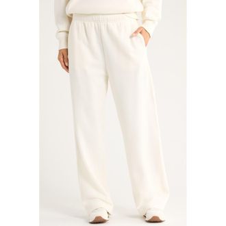 Zella Ultracozy Fleece Straight Leg Sweatpants in Ivory Egret at Nordstrom Rack, Size Small