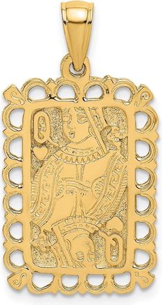 Diamond2Deal 14k Yellow Gold Queen of Hearts Playing Card Charm Pendant
