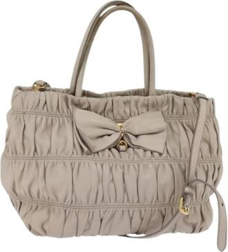 Prada Tweedehands leren handtassen - Dames - Vintage Handtas - Beige - ONE Size - Vintage