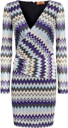 Missoni Zigzag-pattern mini dress - women - Rayon/Polyester/Metallic Fibre - 36 - Neutrals
