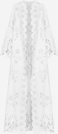 Dolce & Gabbana Cotton Robe Coat With Macramé Embroidery - Woman Coats And Jackets White 36