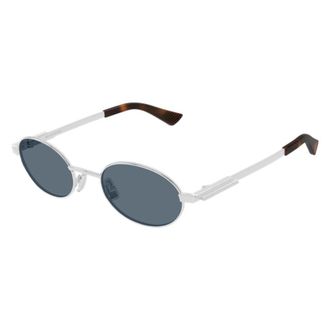 Bottega Veneta BV1470S Metal Oval Sunglasses - Silver
