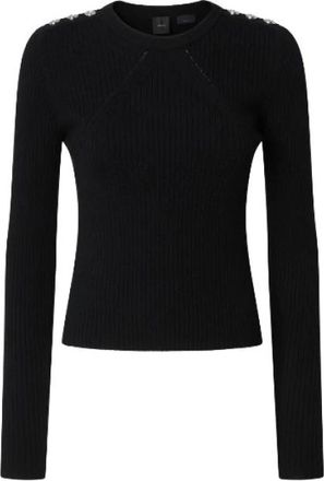 Pinko Robusto Trui - Dames - Ronde hals truien - Zwart - XL - Wol - Truien & Vesten