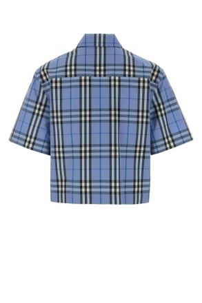 Burberry Womens Embroidered Cotton Shirt Cornflowerbluipck Camicie