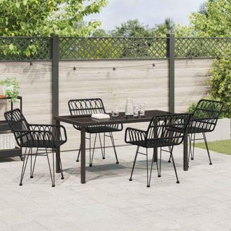 vidaXL Conjunto De Comedor De Jard&iacute;n 5 Pcs Negro Polirat&aacute;n Vidaxl