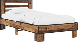 vidaXL Estructura De Cama Con Cabecero Madera Envejecida 80 X 200 Cm Vidaxl