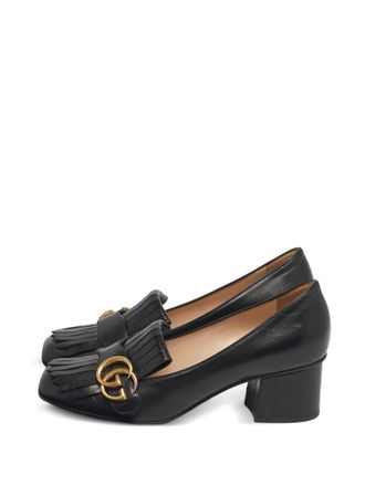 Gucci GG Marmont fringed leather pumps - women - Calf Leather/Calf Leather/Calf Suede/Calf Leather/Rubber - 37 - Black