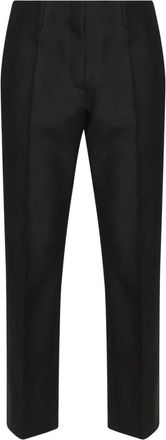 Dries Van Noten Afgeronde Wol-Zijden Maatwerk Cropped Broek - Dames - Slim Fit Broeken - Zwart - L - Wol - Broeken