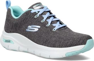 Skechers Womens Arch FIT Comfy Wave Sneaker, Charcoal Knit/Blue Trim, 4.5 UK