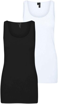 Vero Moda Tanktop VERO MODA VMMAXI MY SOFT LONG TANK TOP 2-PACK, Damen, Gr. XS, schwarz-weiss (schwarz, hellwei&szlig;), Jersey, Obermaterial: 95% Baumwolle, 5% Elast
